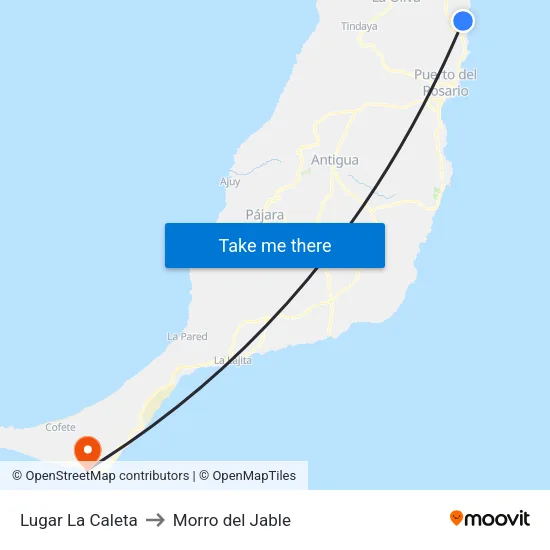 Lugar La Caleta to Morro del Jable map