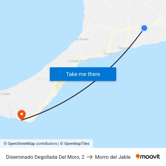 Diseminado Degollada Del Moro, 2 to Morro del Jable map