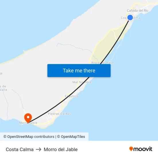 Costa Calma to Morro del Jable map
