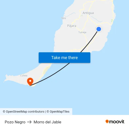 Pozo Negro to Morro del Jable map