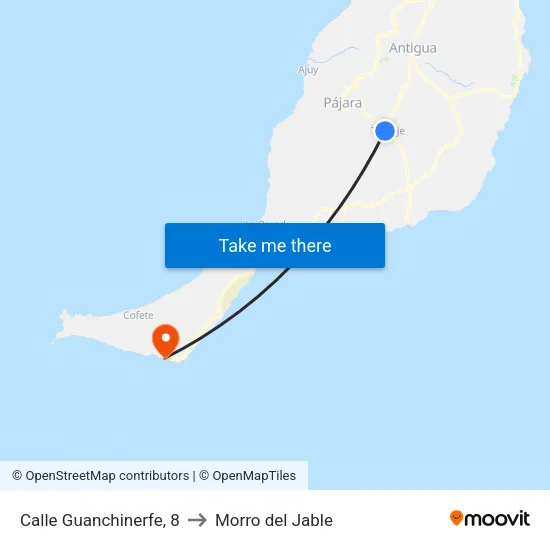Calle Guanchinerfe, 8 to Morro del Jable map