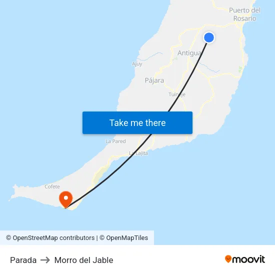 Parada to Morro del Jable map