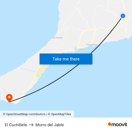 El Cuchillete to Morro del Jable map