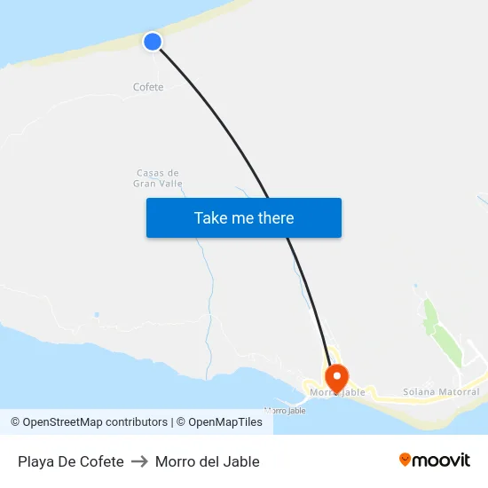 Playa De Cofete to Morro del Jable map