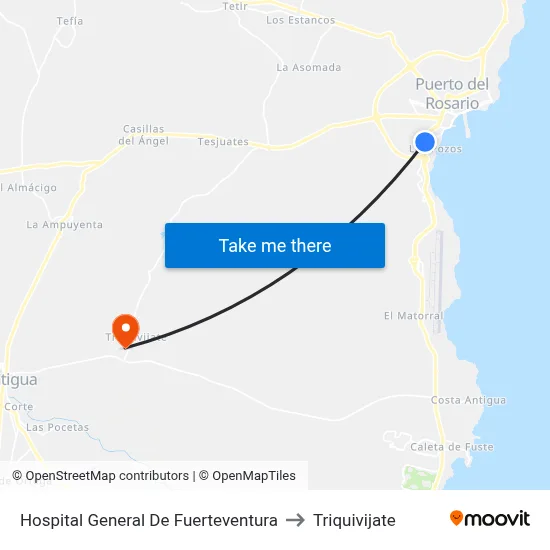 Hospital General De Fuerteventura to Triquivijate map