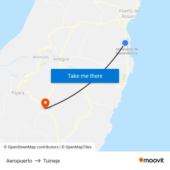 Aeropuerto to Tuineje map