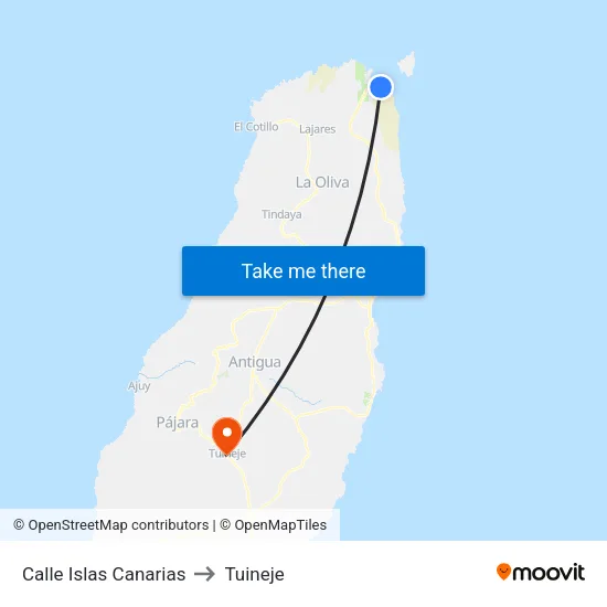 Calle Islas Canarias to Tuineje map