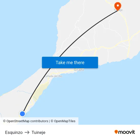 Esquinzo to Tuineje map