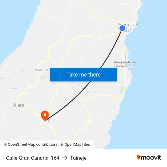 Calle Gran Canaria, 164 to Tuineje map