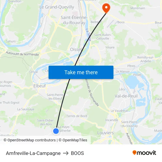 Amfreville-La-Campagne to BOOS map