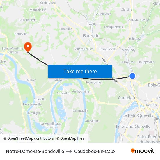 Notre-Dame-De-Bondeville to Caudebec-En-Caux map