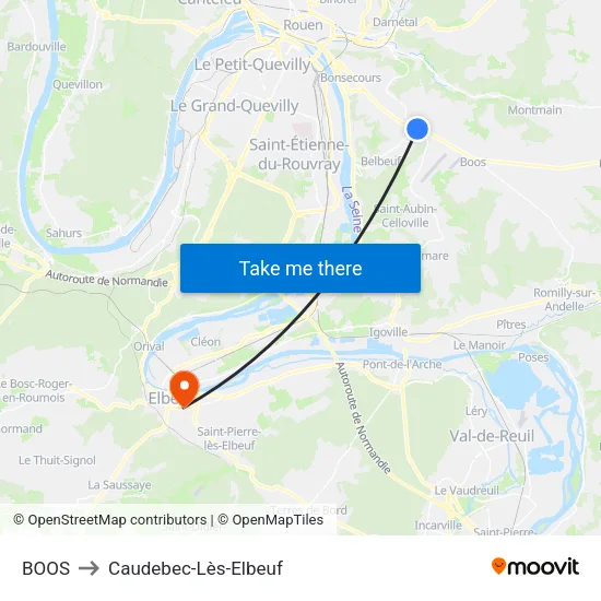 BOOS to Caudebec-Lès-Elbeuf map