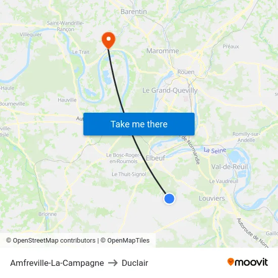 Amfreville-La-Campagne to Duclair map