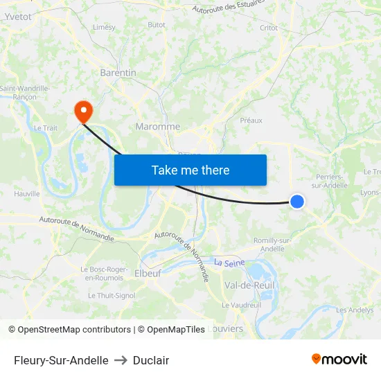 Fleury-Sur-Andelle to Duclair map