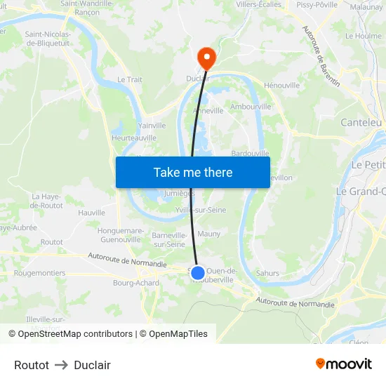 Routot to Duclair map