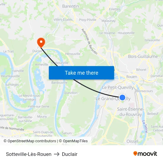 Sotteville-Lès-Rouen to Duclair map