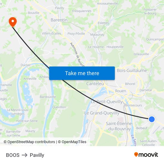BOOS to Pavilly map