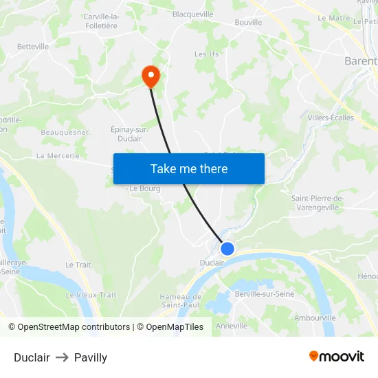 Duclair to Pavilly map