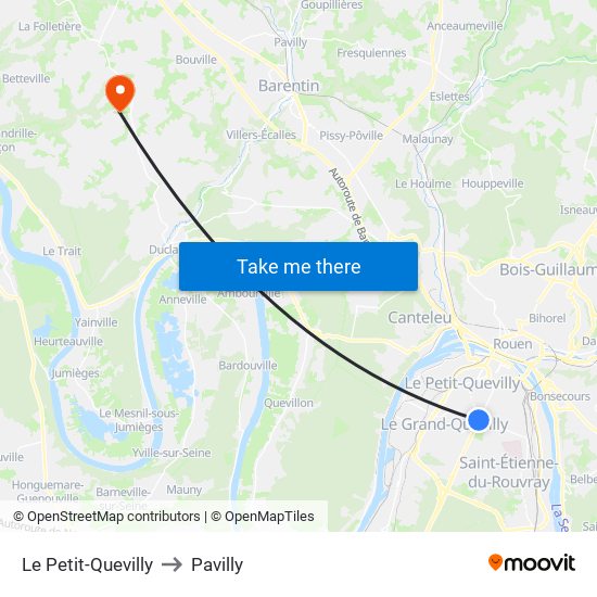 Le Petit-Quevilly to Pavilly map