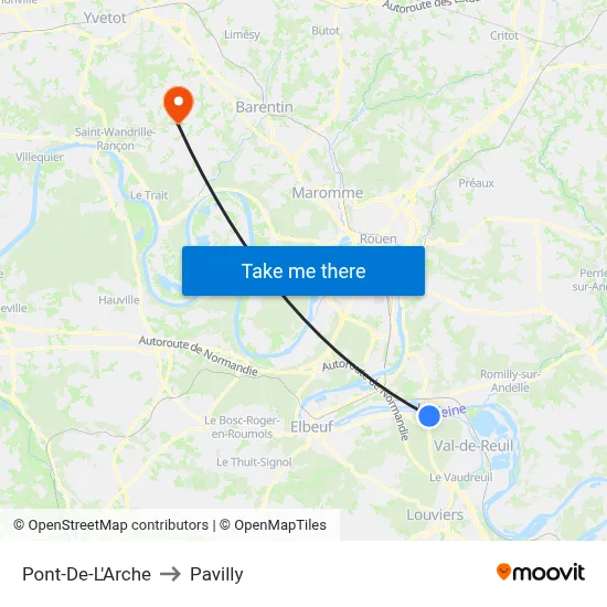 Pont-De-L'Arche to Pavilly map