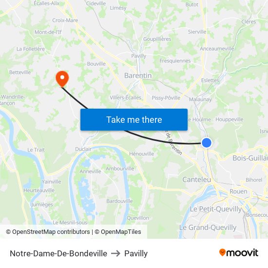 Notre-Dame-De-Bondeville to Pavilly map