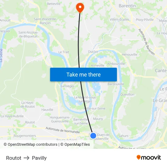 Routot to Pavilly map