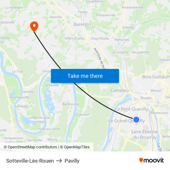 Sotteville-Lès-Rouen to Pavilly map