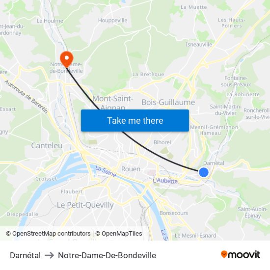 Darnétal to Notre-Dame-De-Bondeville map