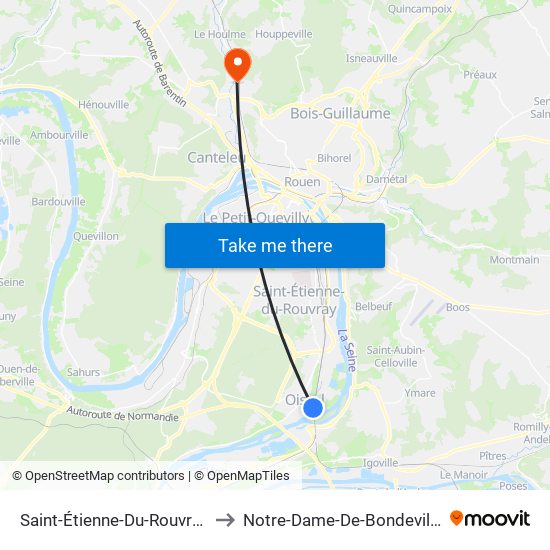 Saint-Étienne-Du-Rouvray to Notre-Dame-De-Bondeville map
