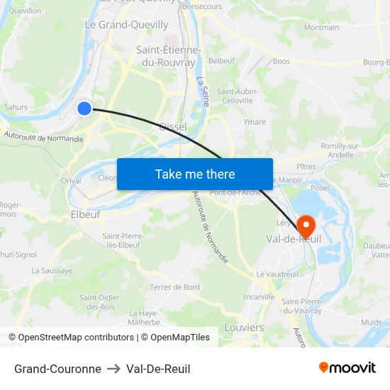 Grand-Couronne to Val-De-Reuil map