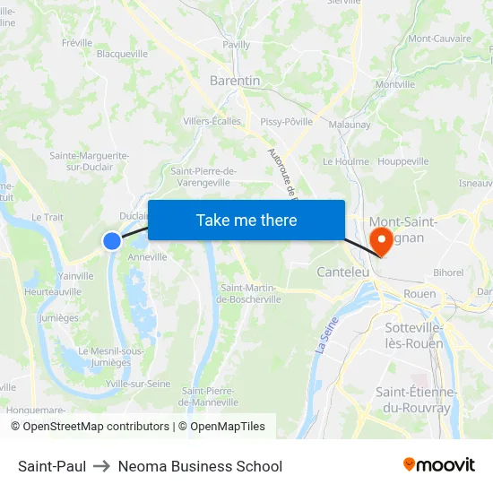 Saint-Paul to Neoma Business School map