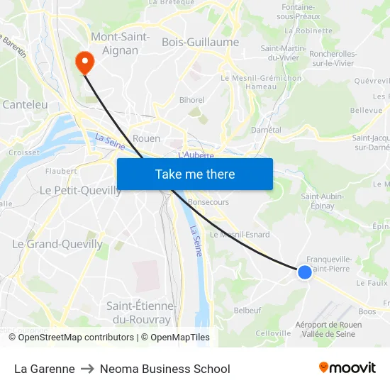 La Garenne to Neoma Business School map