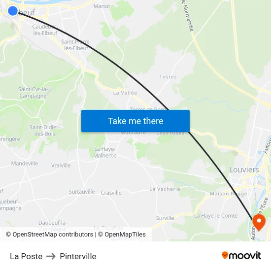 La Poste to Pinterville map