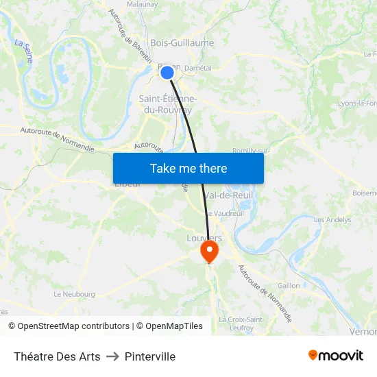 Théatre Des Arts to Pinterville map