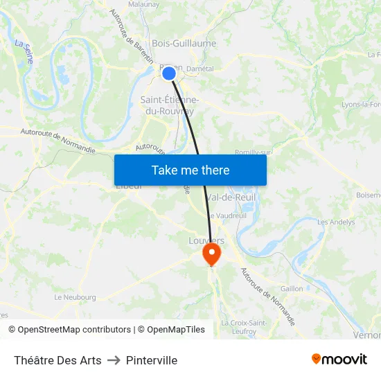 Théâtre Des Arts to Pinterville map