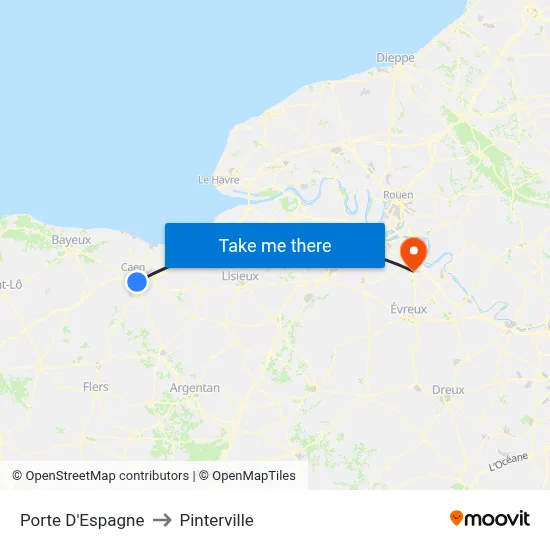 Porte D'Espagne to Pinterville map