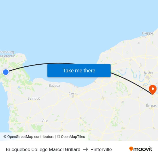 Bricquebec College Marcel Grillard to Pinterville map