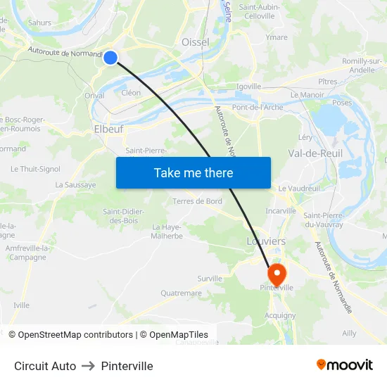 Circuit Auto to Pinterville map