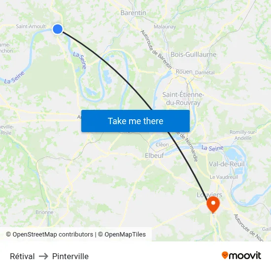Caudebec-En-Caux Rétival to Pinterville map