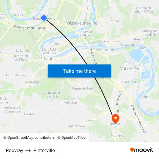 Rouvray to Pinterville map