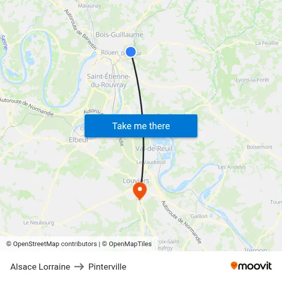 Alsace Lorraine to Pinterville map