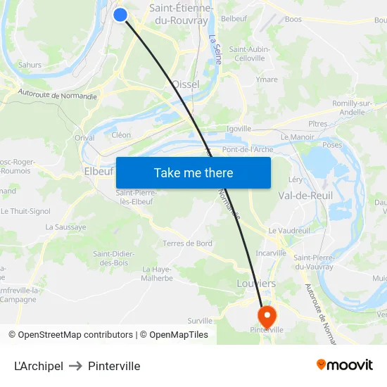 L'Archipel to Pinterville map