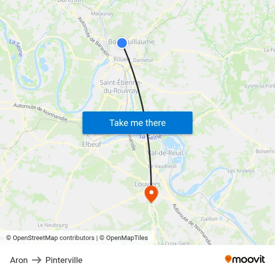 Aron to Pinterville map