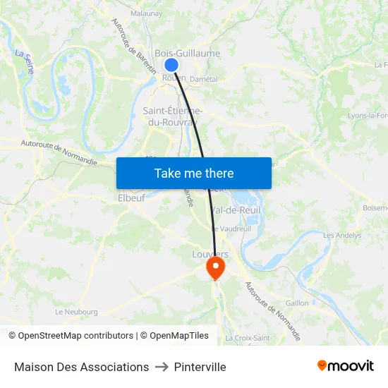 Maison Des Associations to Pinterville map