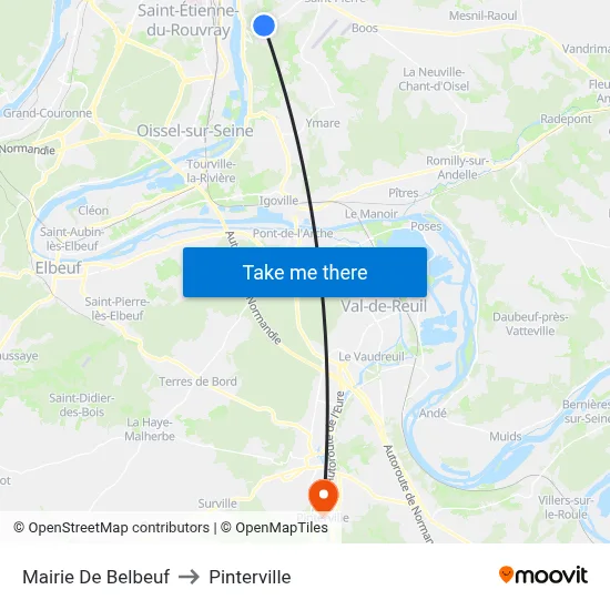 Mairie De Belbeuf to Pinterville map