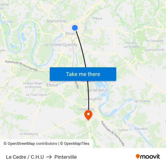 Le Cedre / C.H.U to Pinterville map