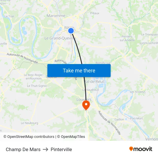 Champ De Mars to Pinterville map