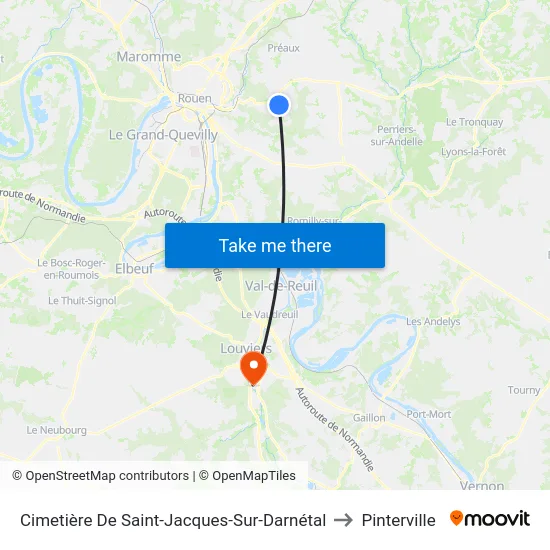 Cimetière De Saint-Jacques-Sur-Darnétal to Pinterville map
