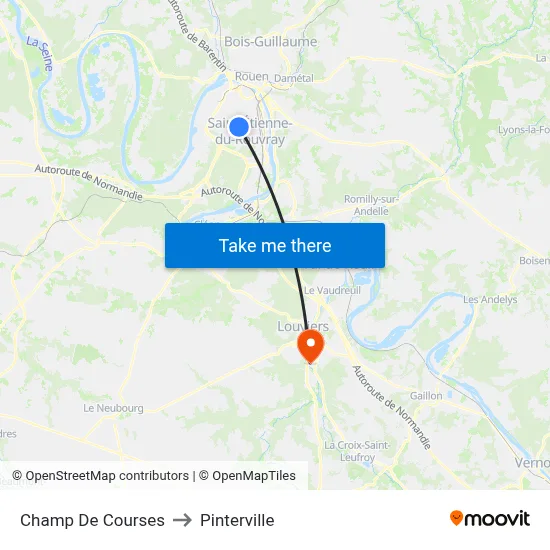Champ De Courses to Pinterville map