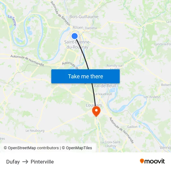 Dufay to Pinterville map